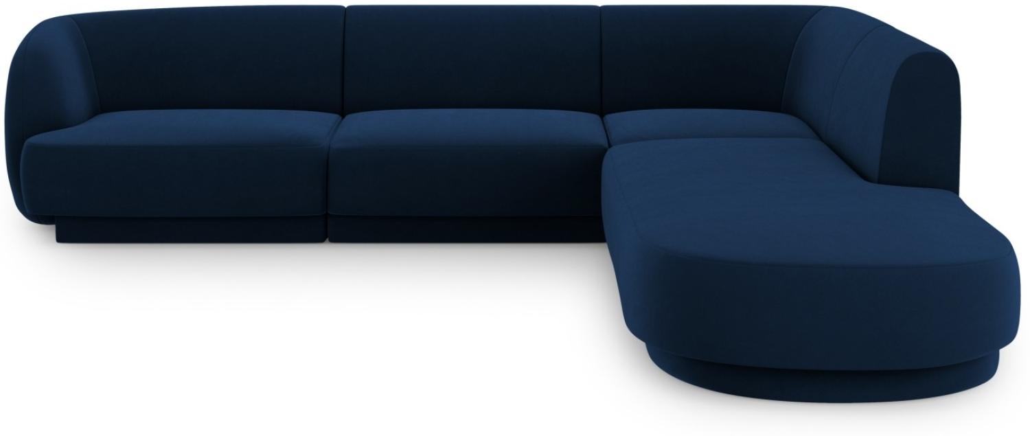 Micadoni 6-Sitzer Ecke rechts Sofa Miley | Beinfarbe Black Plastic, Königsblau, Samt Bild 1