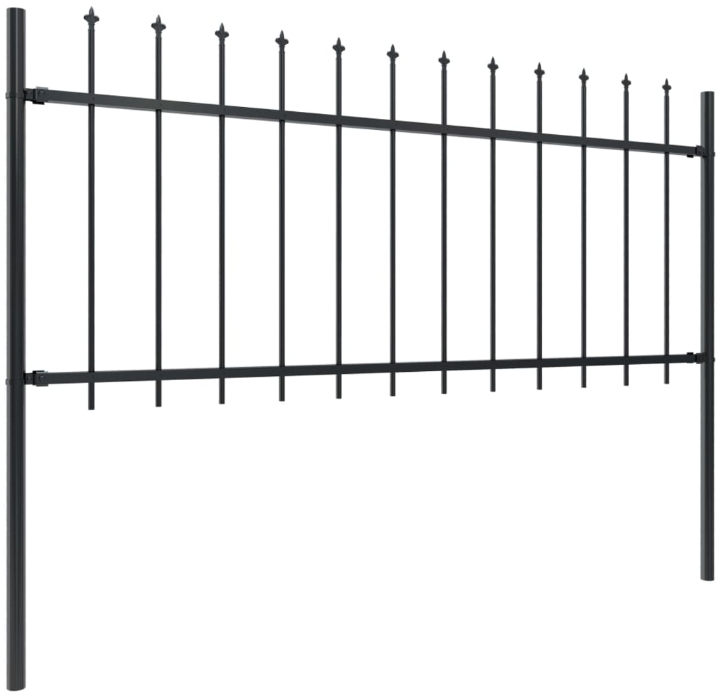 vidaXL Gartenzaun mit Speerspitze Stahl 1070 x 80 cm Schwarz 277607 Bild 1