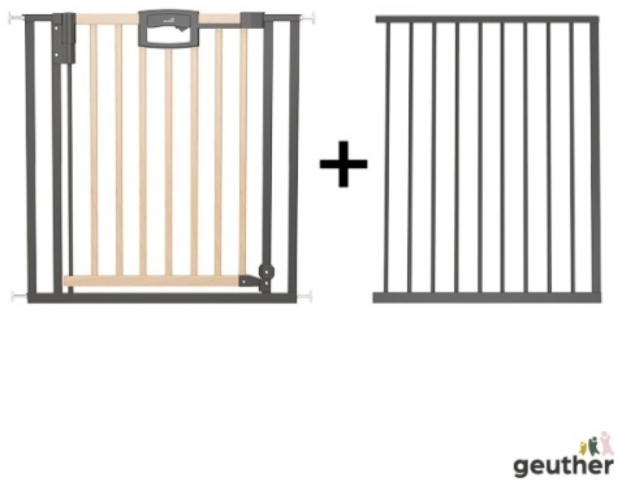 Geuther Türschutzgitter 'Easylock Plus' zum Klemmen für Öffnungen, Holz/ Metall, Natur/ Schwarz, 144,5 cm - 152,5 cm Bild 1