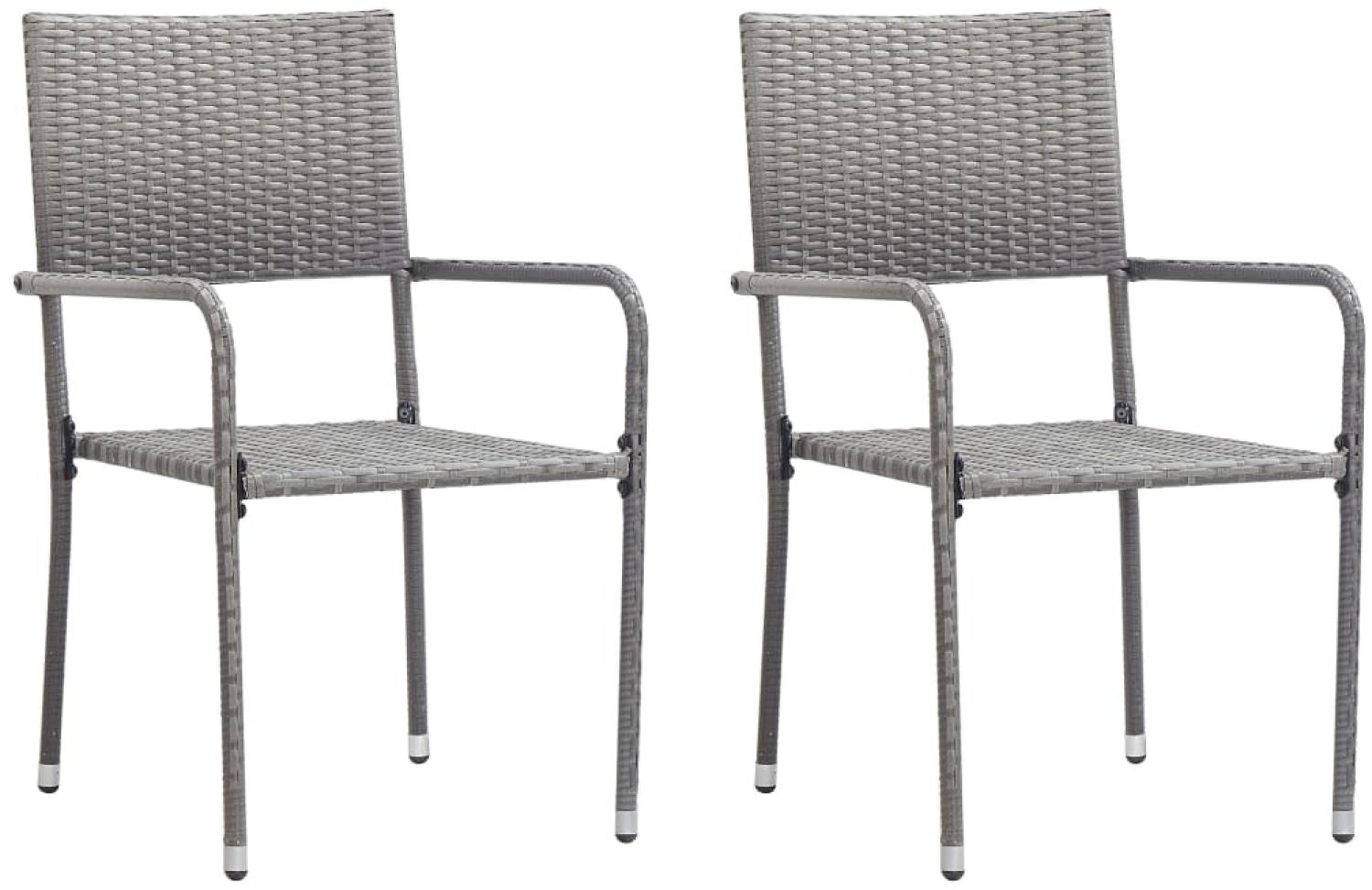 vidaXL Garten-Essstühle 2 Stk. Stapelbar Grau Polyrattan 318699 Bild 1