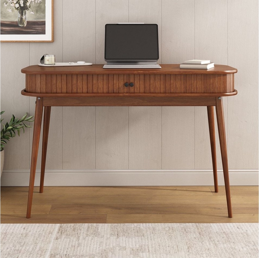 IDIMEX Schreibtisch JARI, Home Office Tisch mit Stauraum aus Kiefer Massivholz kastanienfarben Bild 1