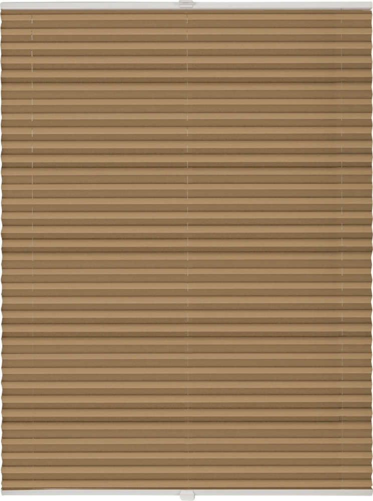 ondeco Plissee nach Maß für alle Fenster innen Montage in Glasleiste mit Spannschuh Sonnenschutz Rollo Sichtschutz Blickdicht - Cappuccino - B): 91-100 cm, H): 40-100 cm Bild 1