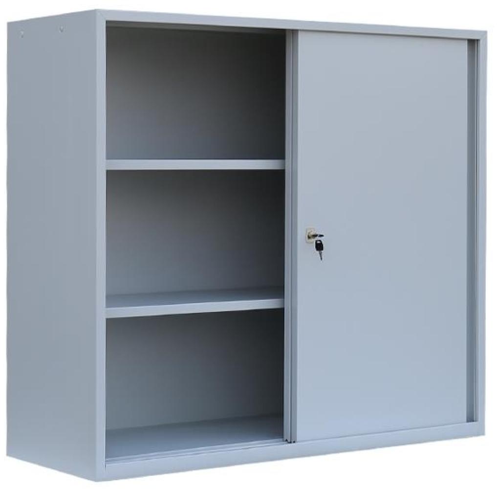 Steelboxx Schiebetürenschrank Schiebetüren Büro Aktenschrank Sideboard aus Stahl grau 1090 x 1200 x 450 mm (H x B x T) 550145 Bild 1