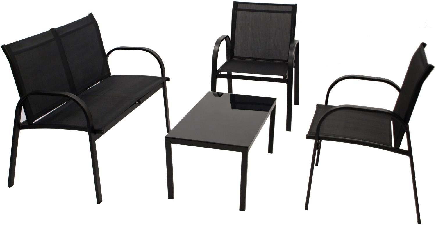 Lounge Set ARONA 4-teilig, Metall + Kunstgewebe schwarz Bild 1