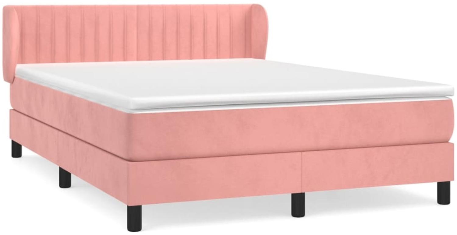 vidaXL Boxspringbett mit Matratze Rosa 140x200 cm Samt 3127618 Bild 1