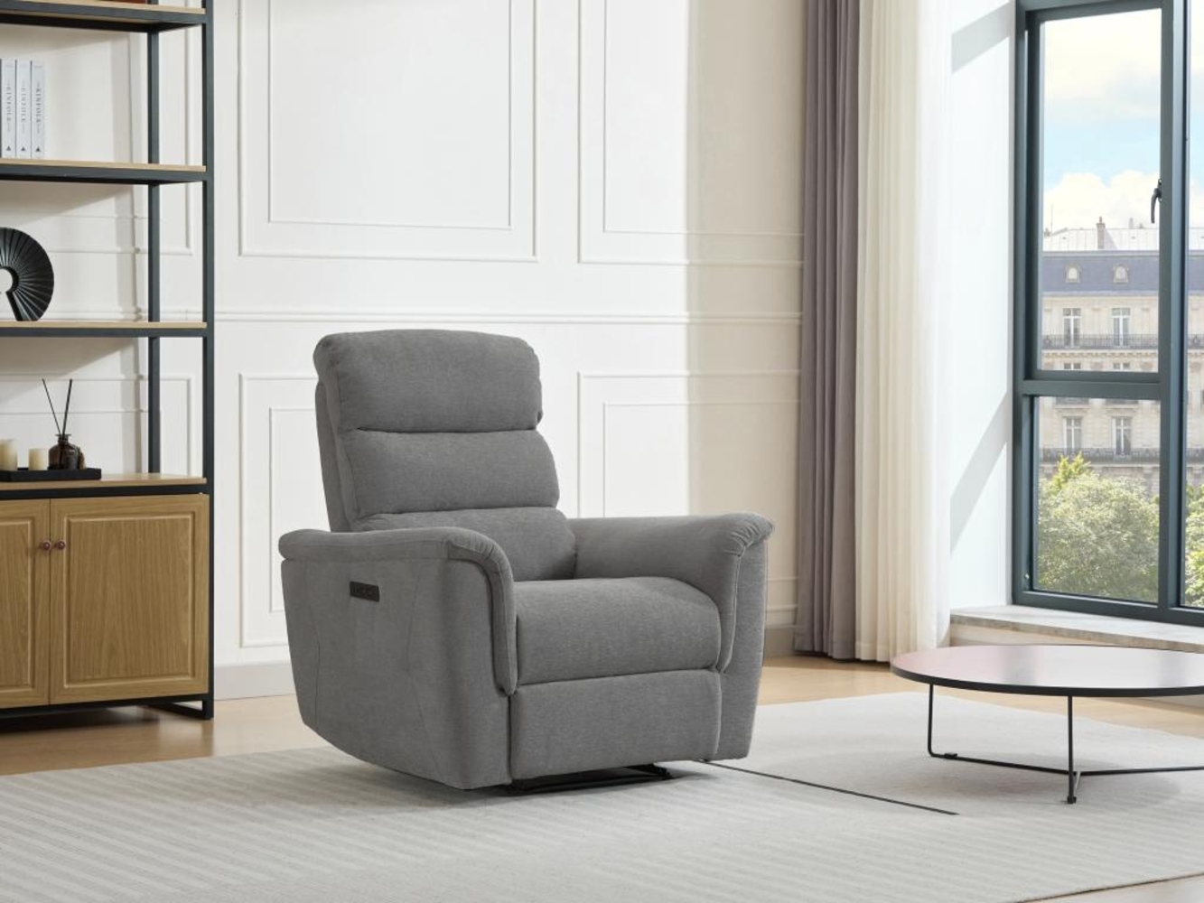 Vente-unique - Relaxsessel elektrisch - Stoff - Grau - CARTASIA Bild 1