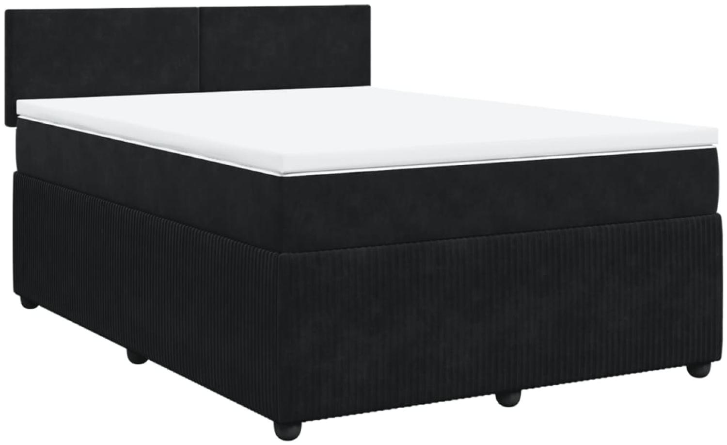 vidaXL Boxspringbett mit Matratze Schwarz 140x190 cm Samt 3287730 Bild 1
