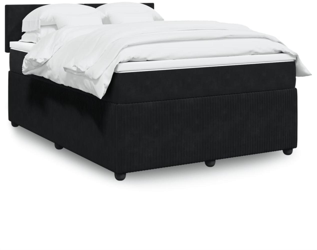 vidaXL Boxspringbett mit Matratze Schwarz 140x190 cm Samt 3287730 Bild 1