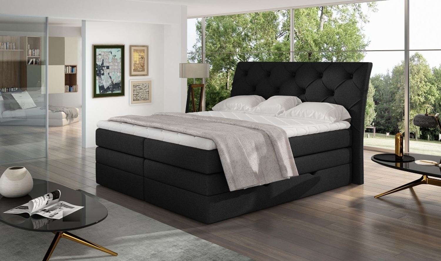 Mirabel 160X200, Boxspring Bett, Schwarz Bild 1