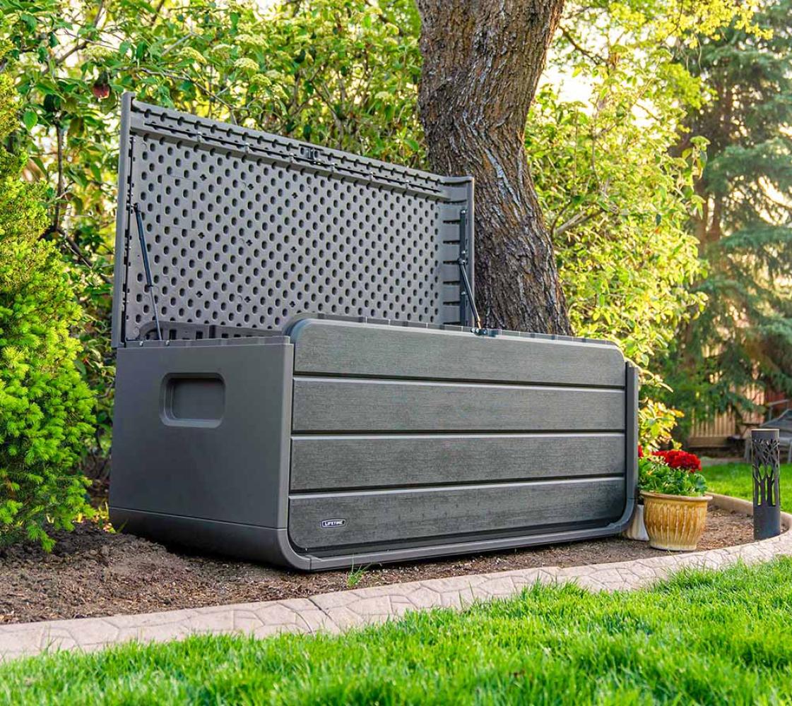 Lifetime Kunststoff Gartenbox Space L | 515 L | Kissenbox & Auflagenbox | Anthrazit | 72x147x65 cm Bild 1