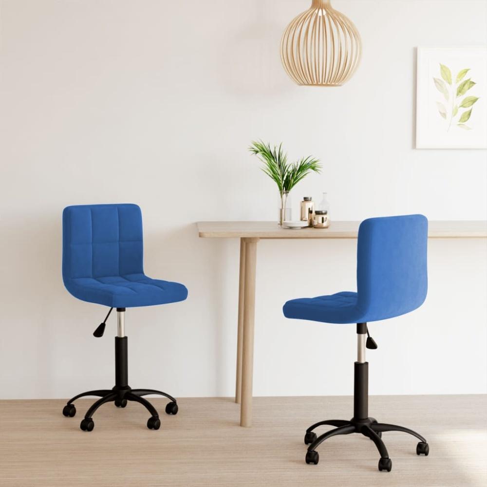 vidaXL Esszimmerstühle 2 Stk. Drehbar Blau Samt, Drehbar [334371] Bild 1