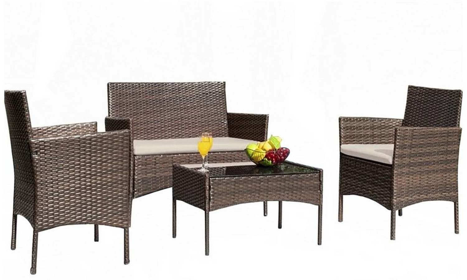 HTI-Living Gartenlounge-Set Gartenmöbel 4-teiliges Set Maceira, (Set, 4-tlg, 1 Zweisitzer, 2 Sessel, 1 Tisch), Loungemöbel Polyrattan Bild 1