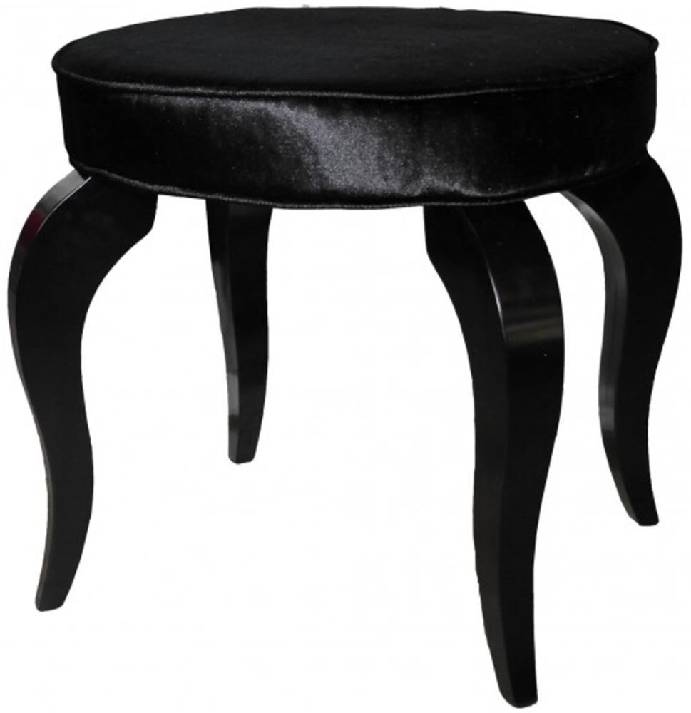 Casa Padrino Barock Sitzhocker Schwarz / Schwarz - Designer Rundhocker - Luxus Qualität Bild 1