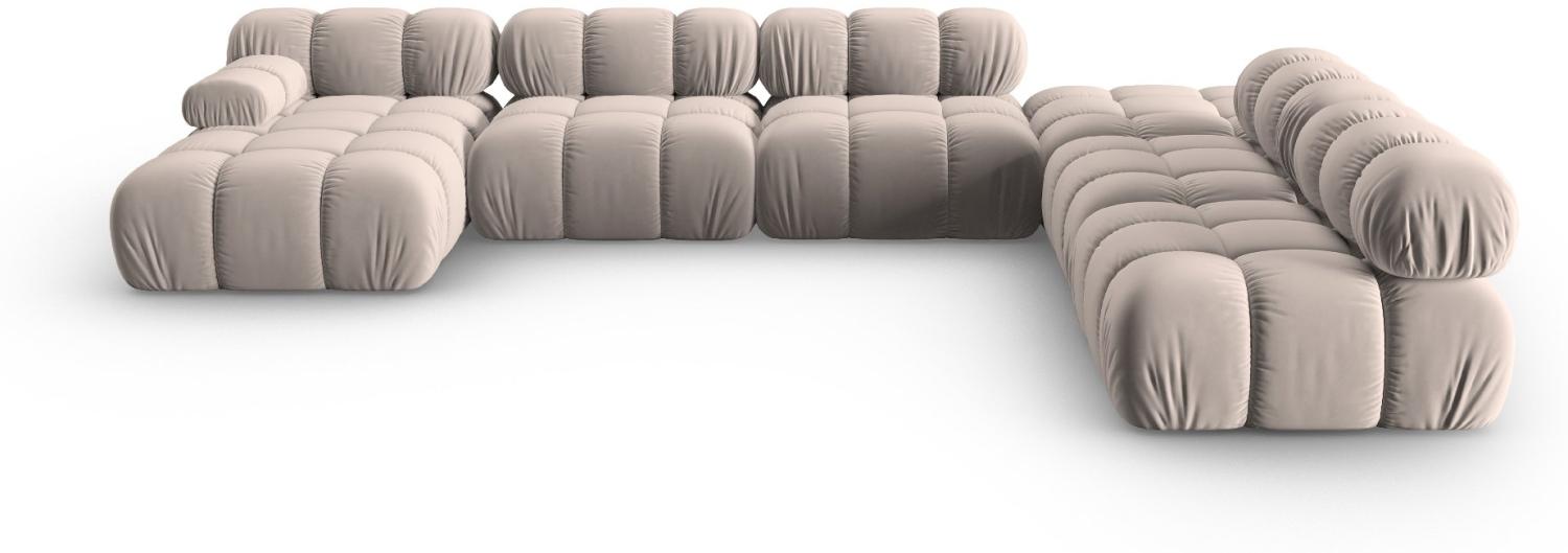 Micadoni Modulares Panorama Ecksofa Bellis 7-Sitzer Rechts Samtstoff Beige Bild 1