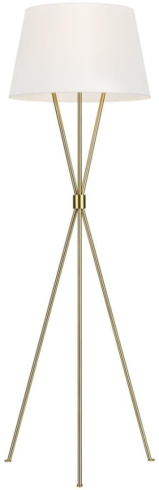 Stehleuchte, Stahl Leinen, Messing, H 139,7 cm Bild 1
