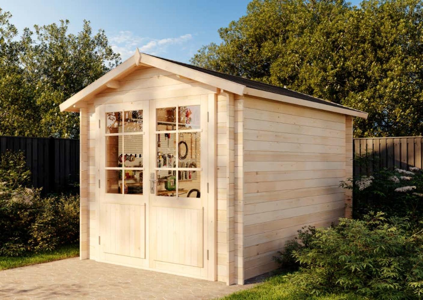 Alpholz Gartenhaus Bremen-28 B Gerätehaus aus Holz Geräteschrank mit 28 mm Wandstärke Gartenhaus mit Montagematerial Bild 1