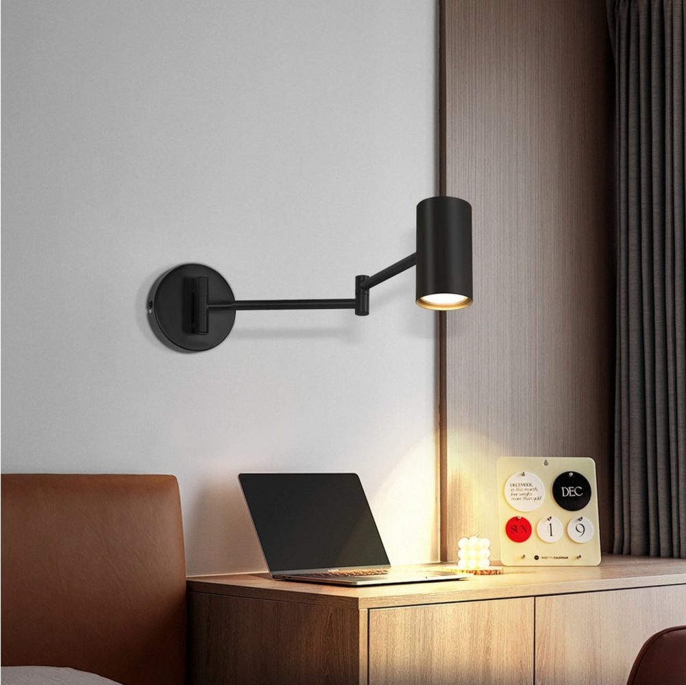 ZMH Wandleuchte Innen Schwarz - GU10 Schwenkbar Vintage Wandlicht für Wohnzimmer Flur, 180° Drehbar, ohne Leuchtmittel, Flexible Einstellung Einfach zu installieren Schlafzimmer Hotel Bild 1