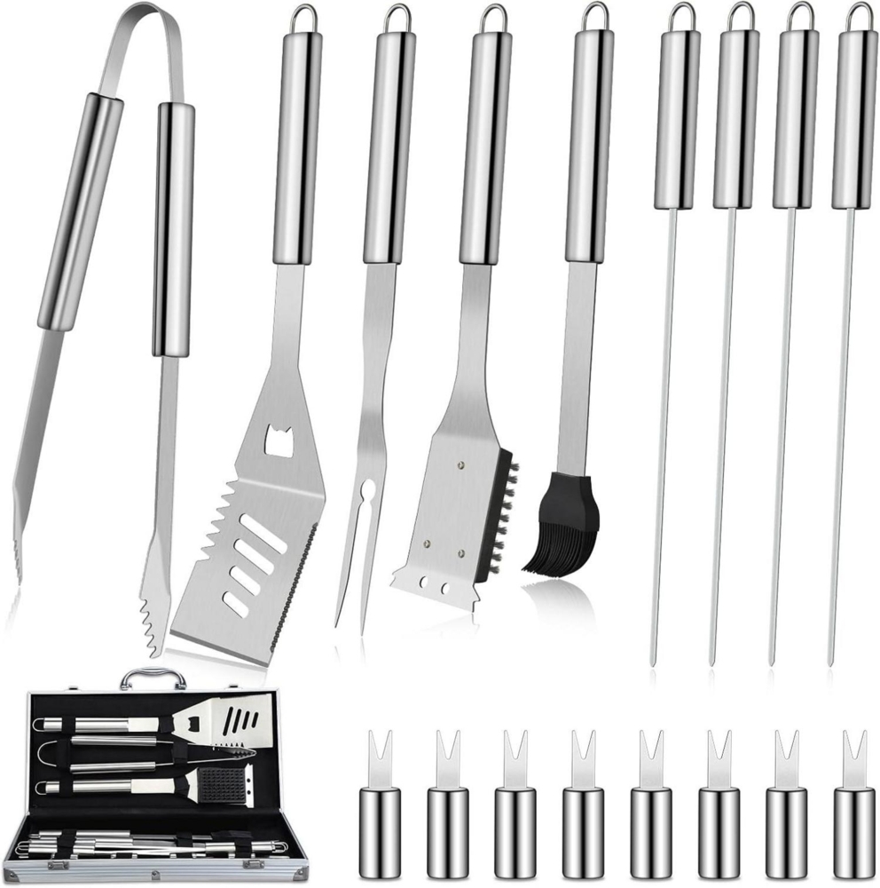 DRAGON RIOT Grillbesteck Set 18-teilig Edelstahl Spatel Alukoffer BBQ Kit Bild 1