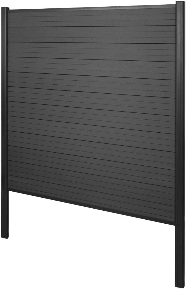 WPC-Sichtschutz Sarthe, Windschutz Zaun, Alu-Pfosten zum Einbetonieren ~ Basiselement, 190cm anthrazit Bild 1