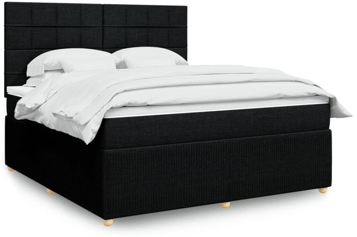 vidaXL Boxspringbett mit Matratze Schwarz 180x200 cm Stoff 3294437 Bild 1