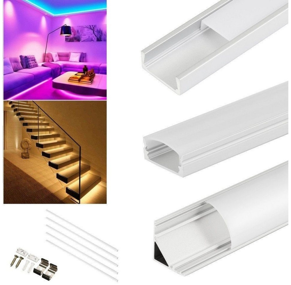 WILGOON LED-Stripe-Profil 5er 1M LED Profil Aluprofil Alu Eloxiert Schiene Leiste Profile, LED Aluprofil für Streifen Beleuchtung Kanal Aluprofil Profile Bild 1