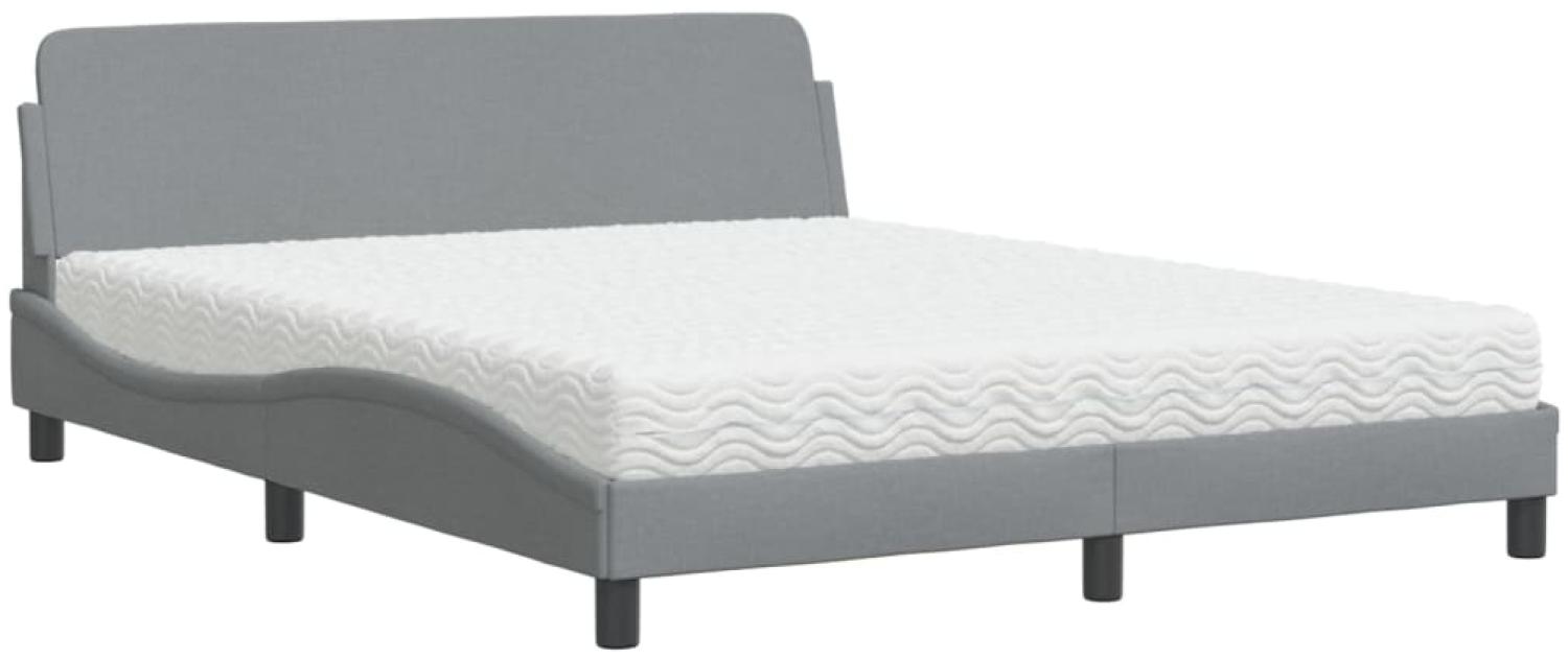 vidaXL Bett mit Matratze "Dover" Hellgrau 160x200 cm Stoff 3208424 Bild 1