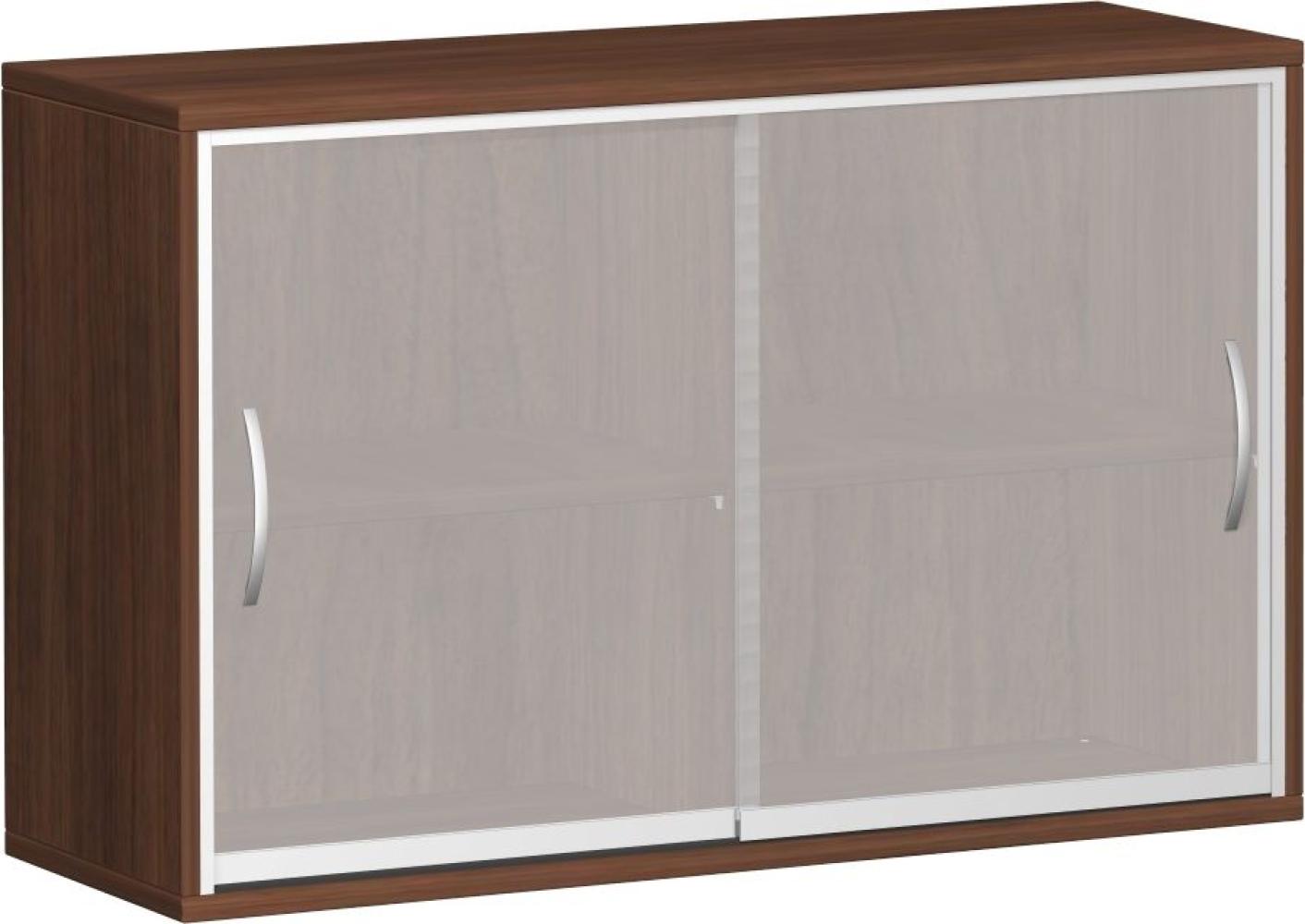 Schiebetürenschrank mit satinierten Glas-Schiebetüren, 120x42x77cm, Nussbaum Bild 1