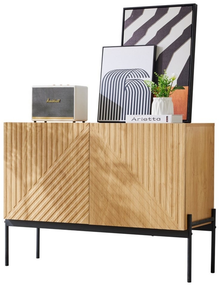 MODFU Sideboard mit griffloses Design (Buffet, Kommode mit Linien-Design, 1 St, 2 Türen), mit erstellbaren Regalböden, grifflosen Türen Bild 1