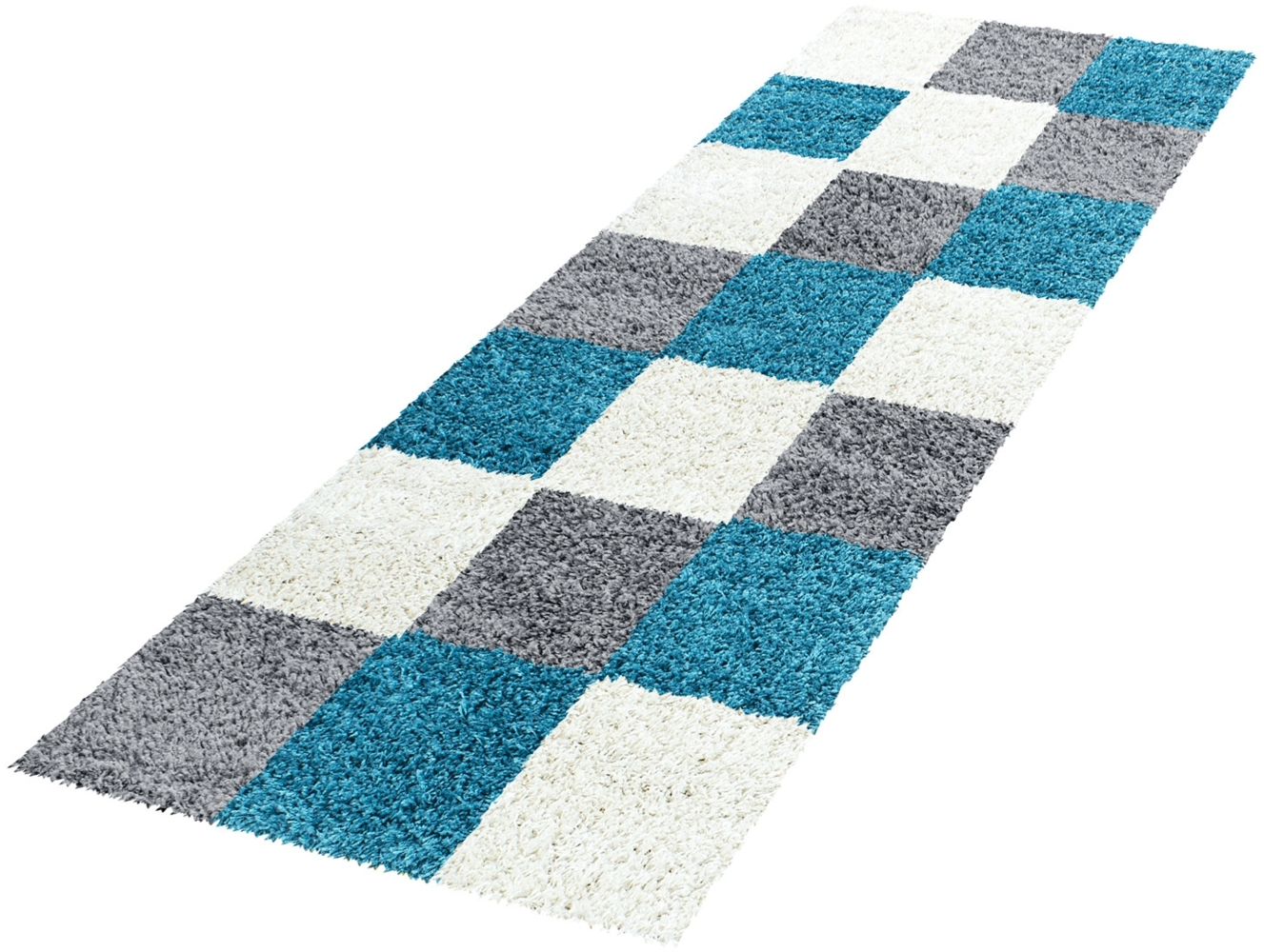 Hochflor Teppich Lux Läufer - 80x250 cm - Türkis Bild 1