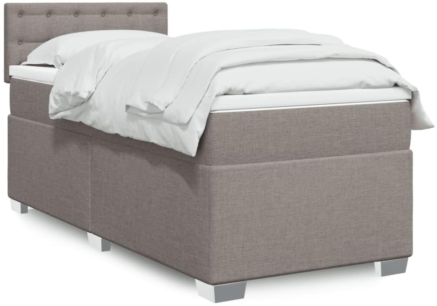 vidaXL Boxspringbett mit Matratze Taupe 100x200 cm Stoff 3288117 Bild 1