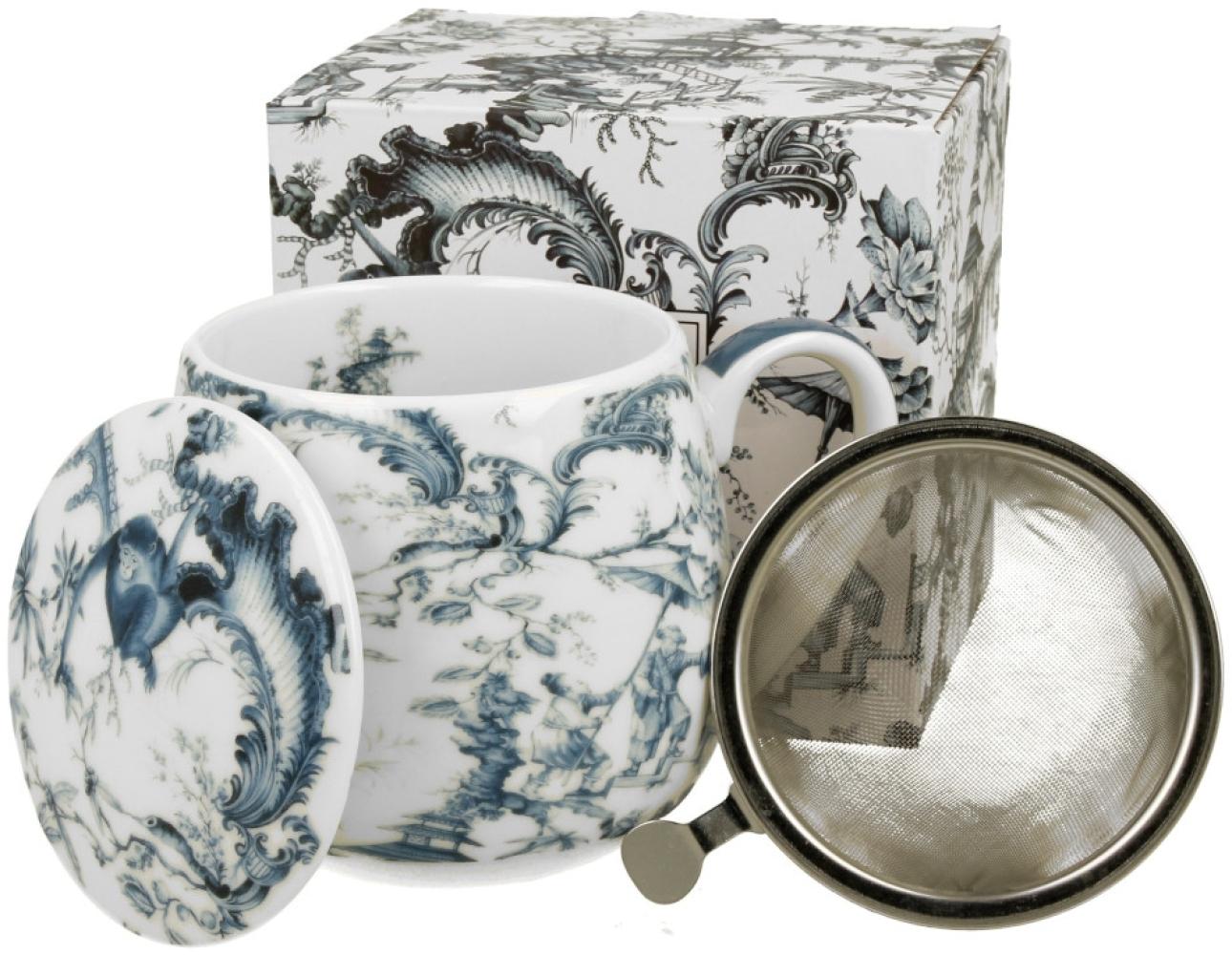 DUO ART GALLERY Fassbecher 430 ml ORIENT BLUE mit Teesieb, New Bone China Porzellan Bild 1