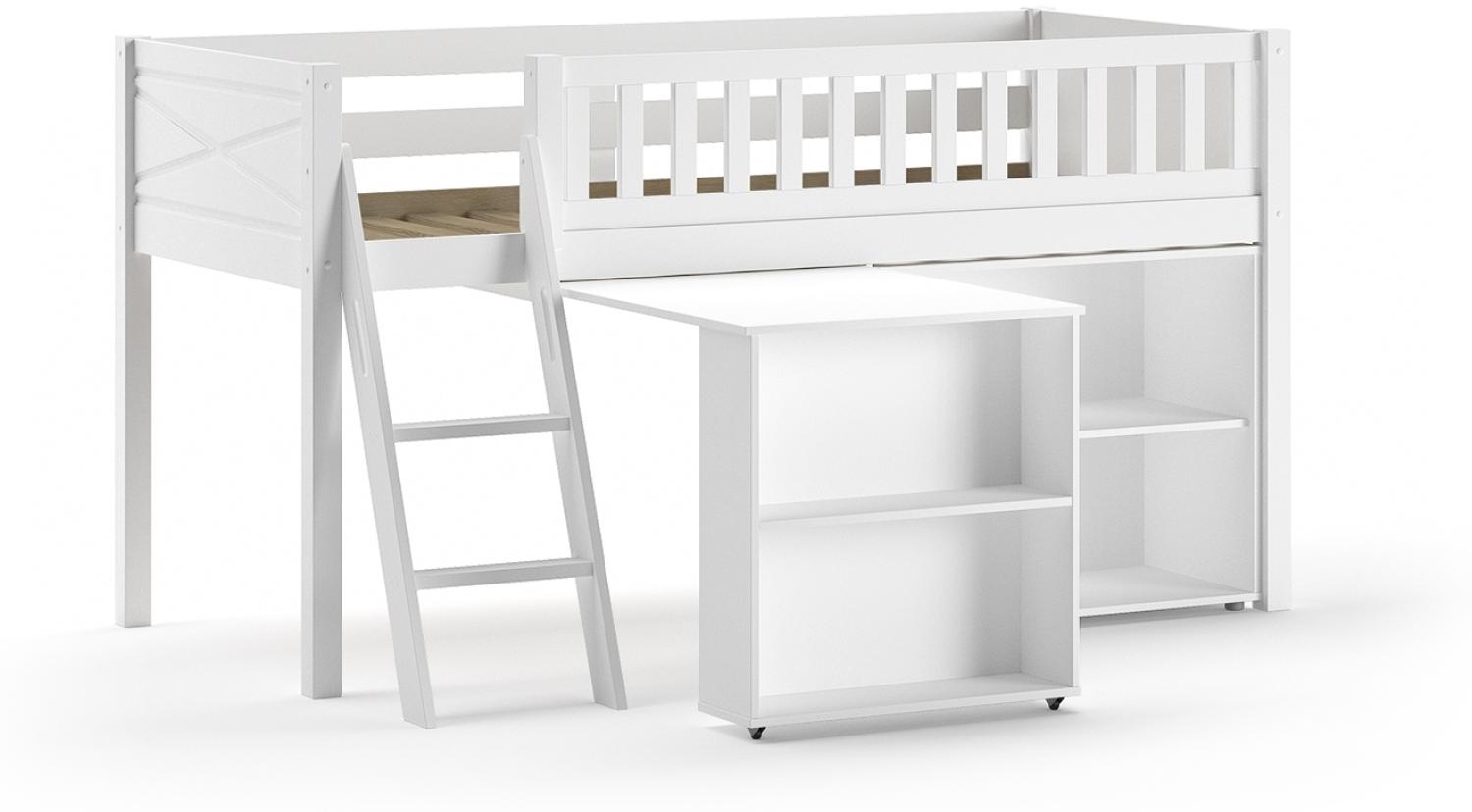 Spielbett >SCOTT< in Bett Kiefer, Beimöbel MDF weiß lackiert, Kiefer und MDF Bild 1