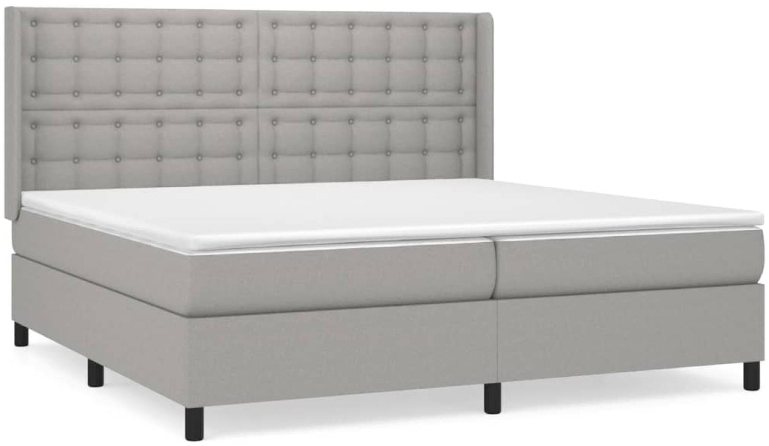 Boxspringbett mit Matratze Stoff Hellgrau 200x200 cm, Härtegrad: H2 [3131777] Bild 1