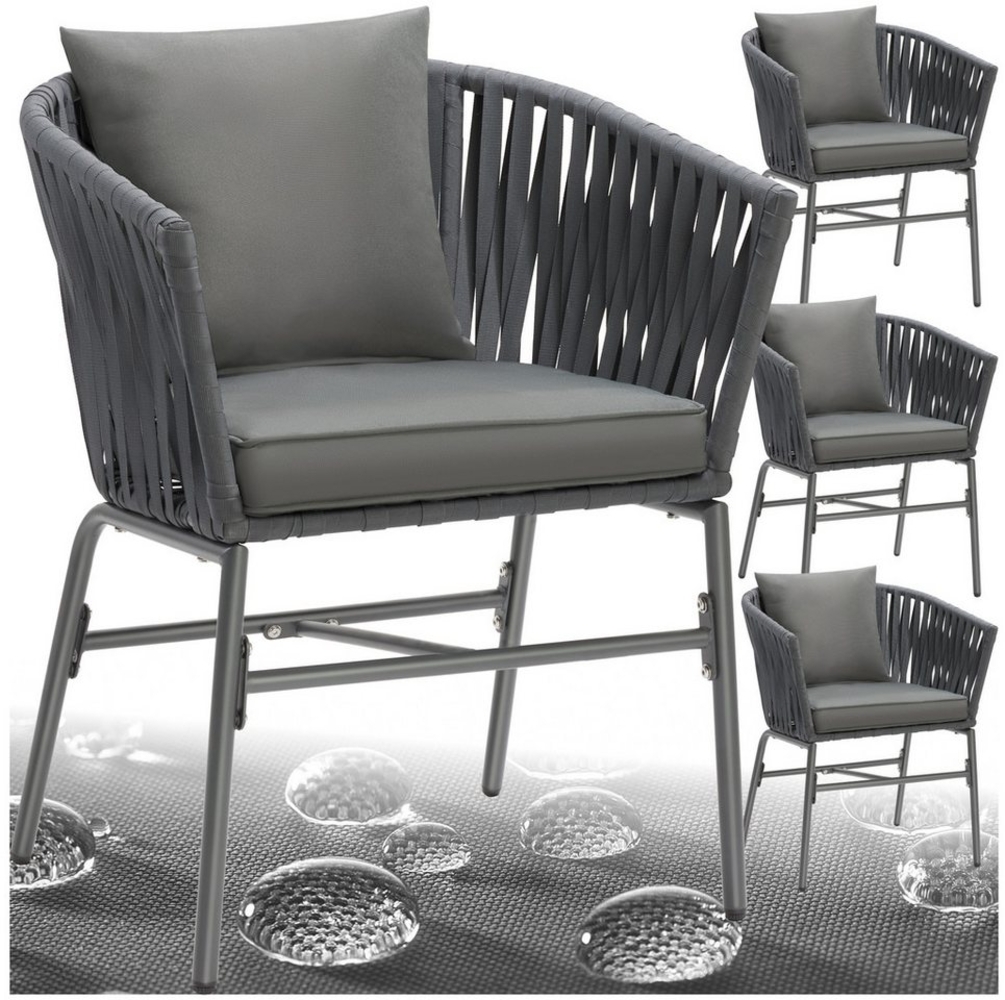 tectake Gartenstuhl Stuhlset (Set, 4 St), Solide Gestelle aus pulverbeschichtetem Stahl Bild 1