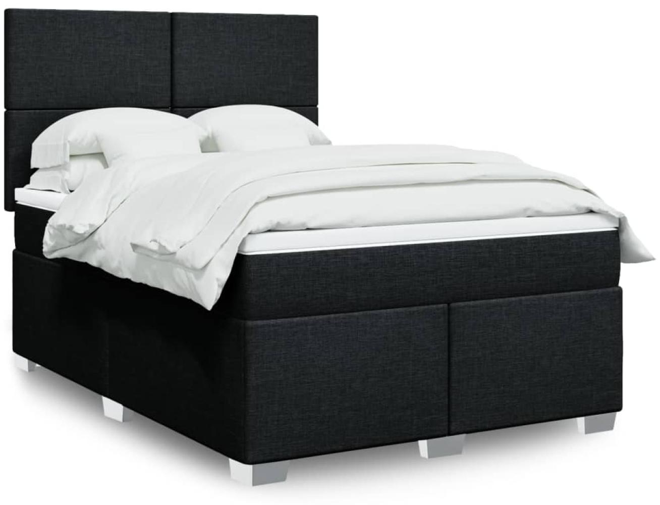 vidaXL Boxspringbett mit Matratze Schwarz 140x190 cm Stoff 3290478 Bild 1