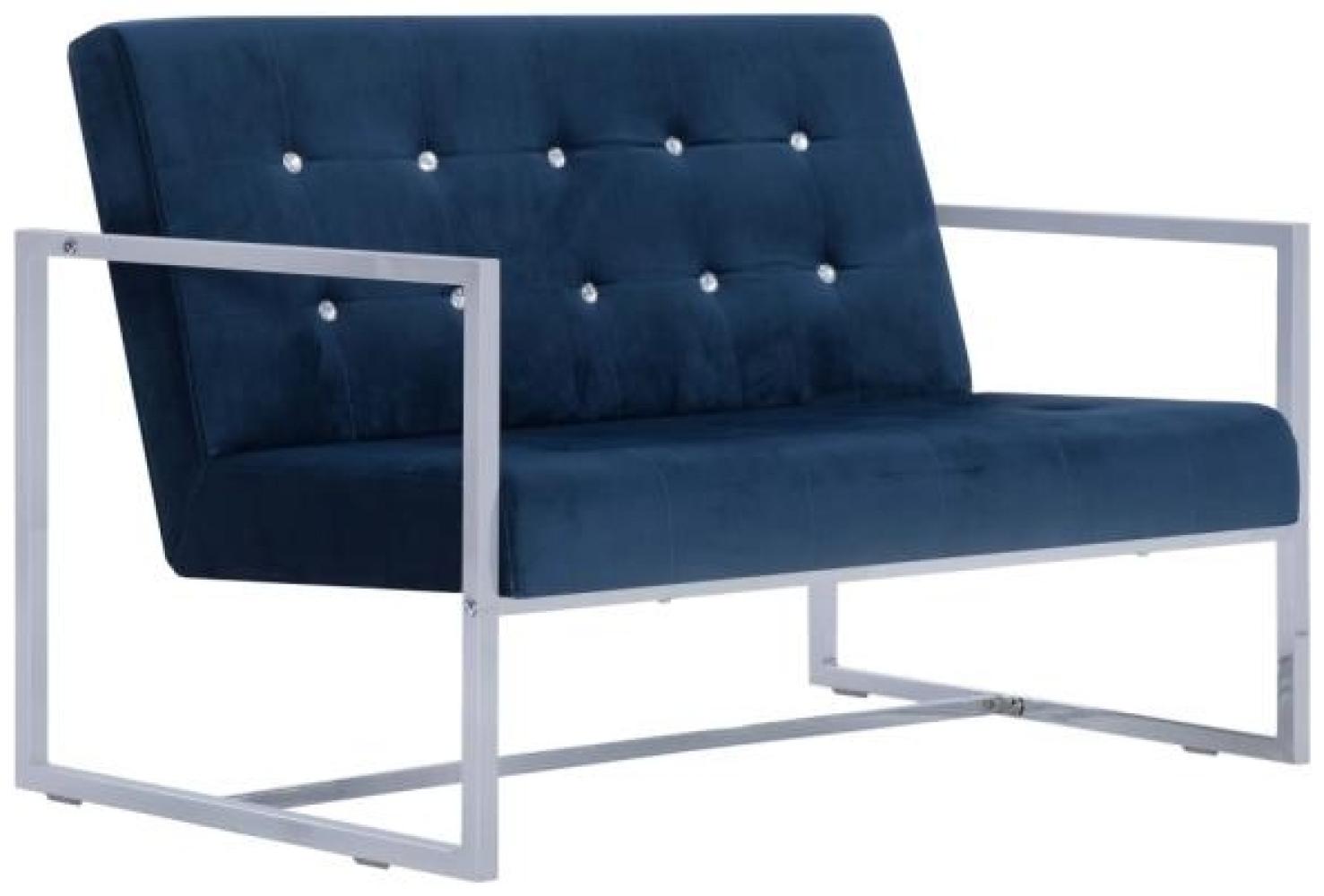 vidaXL 2-Sitzer-Sofa mit Armlehnen Blau Chrom und Samt 282166 Bild 1