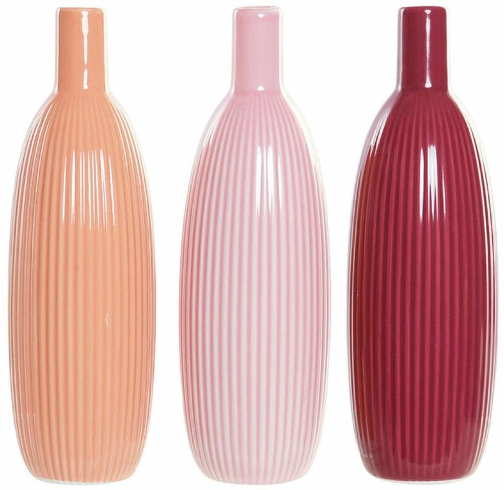 Vase DKD Home Decor Rosa Koralle Terrakotta Porzellan 10 x 10 x 32 cm (3 Stücke) Bild 1