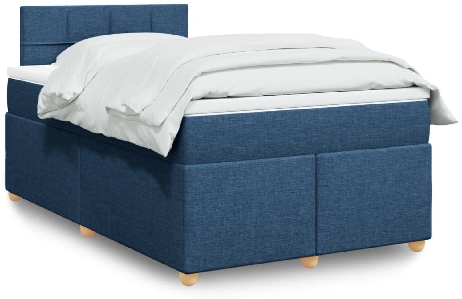 vidaXL Boxspringbett mit Matratze Blau 120x190 cm Stoff 3288925 Bild 1