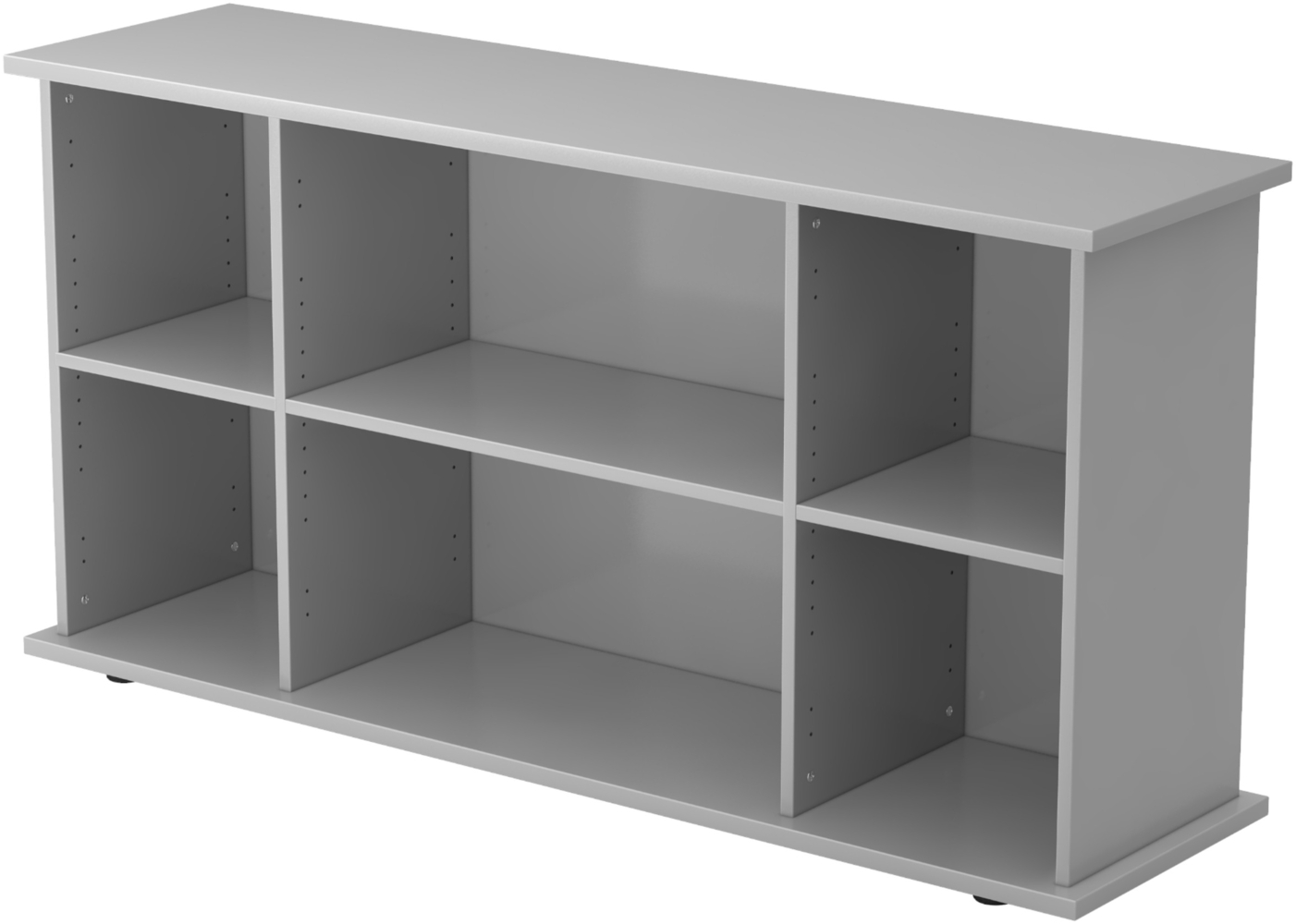 bümö Regal-Sideboard grau, Büro Standregal & Kommode für 2 Ordnerreihen - Bücherregal klein 166 cm breit, Aktenregal für Ordner & Bücher, kleines Büroregal, Holzregal, Ordnerregal, SBOF-5 Bild 1