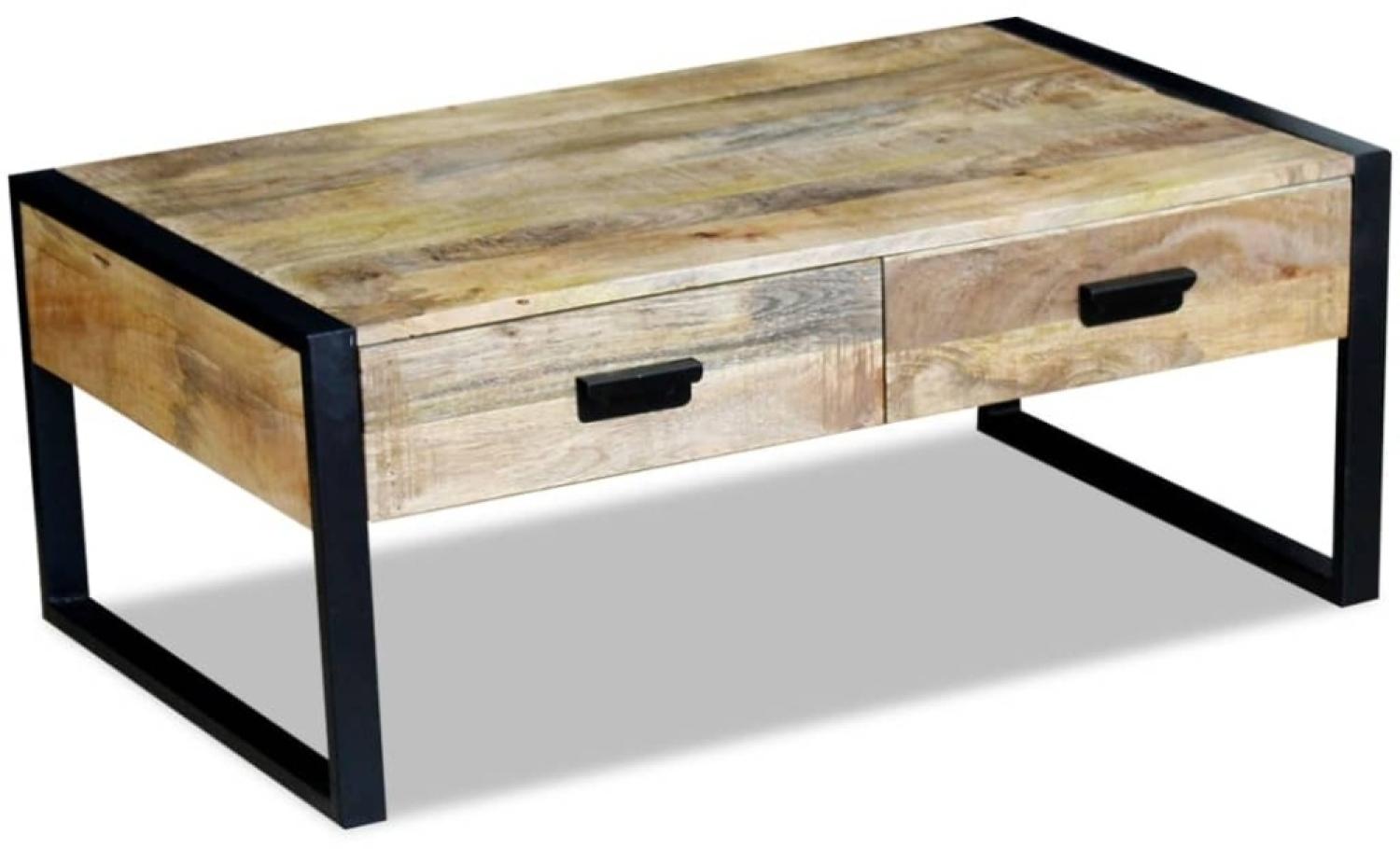 vidaXL Couchtisch mit 2 Schubladen Massivholz Mango 100x60x40 cm 243297 Bild 1
