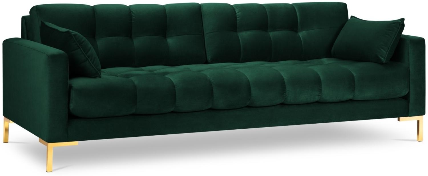 Micadoni 4-Sitzer Samtstoff Sofa Mamaia | Bezug Bottle Green | Beinfarbe Gold Metal Bild 1