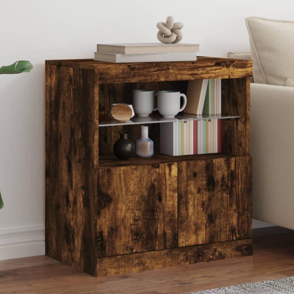 vidaXL Sideboard mit LED-Leuchten Räuchereiche 60x37x67 cm 836655 Bild 1