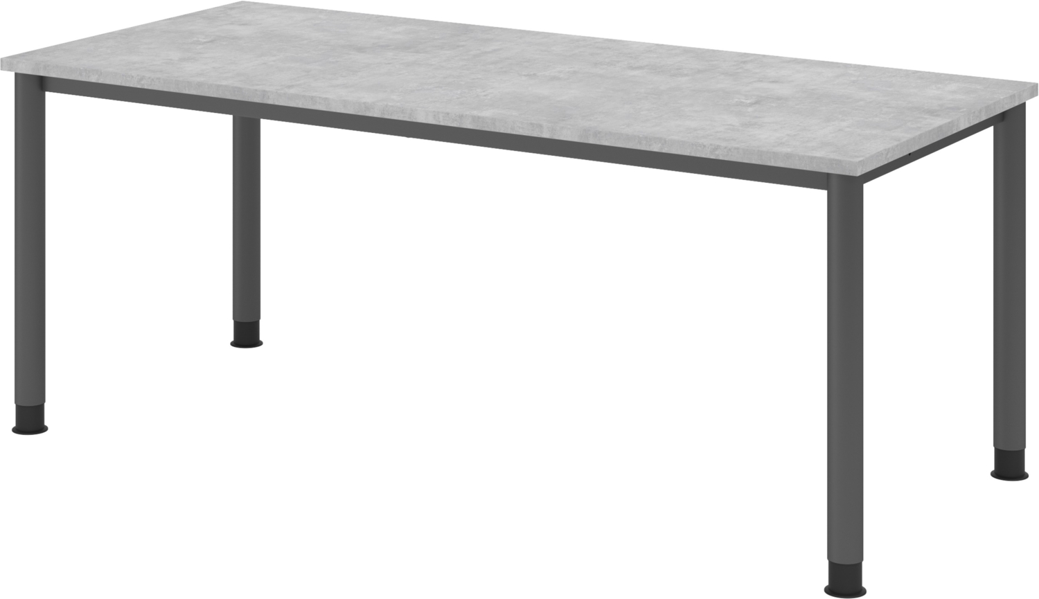 bümö höhenverstellbarer Schreibtisch H-Serie 180x80 cm in Beton, Gestell in Graphit - PC Tisch für's Büro manuell höhenverstellbar, Computertisch verstellbar, HS-19-M-G Bild 1