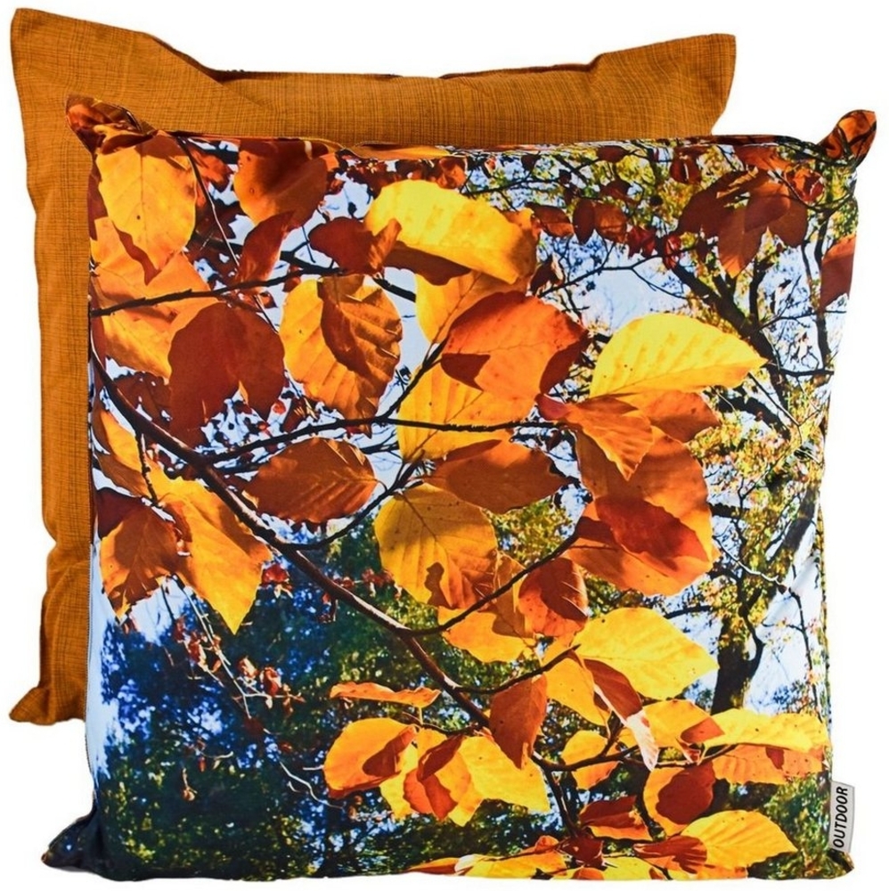 Outdoor Kissen Herbst 45x45x12cm wetterbeständig mit herbstlichen Motiven Blätter-groß Bild 1