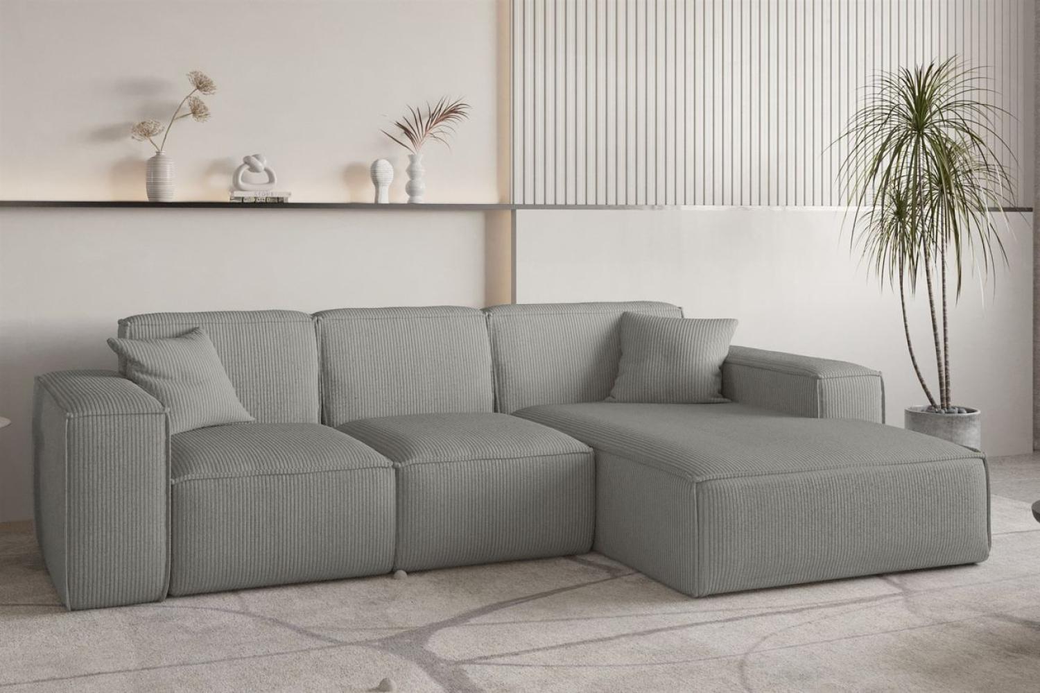 Ecksofa Designersofa CELES PREMIUM in Stoff Scala Grau Ottomane Rechts Bild 1