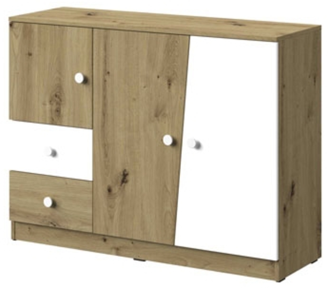 Kommode "Nero" Sideboard 120 cm artisan eiche weiß matt Bild 1