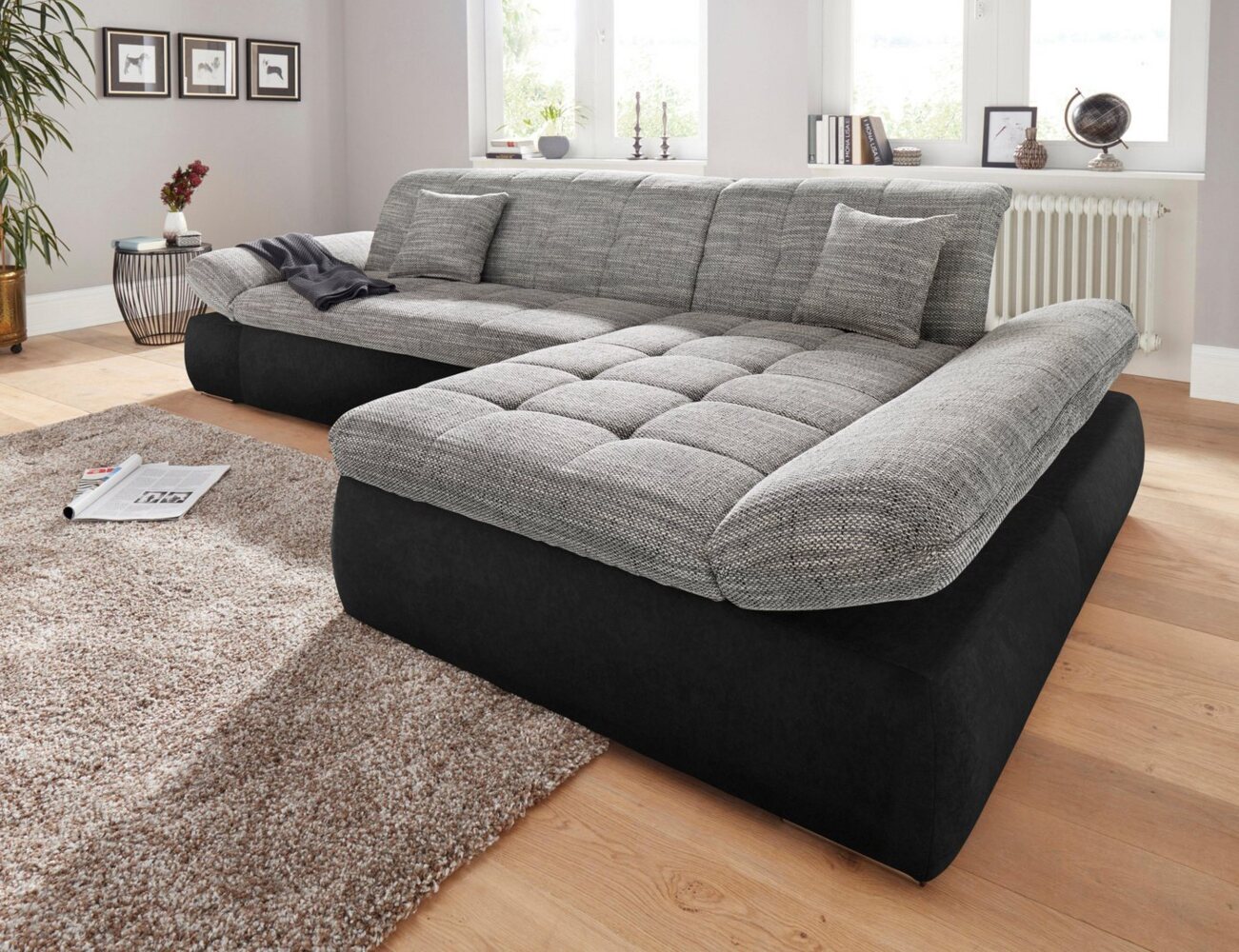 DOMO collection Ecksofa PB Moric wahlweise mit Bettfunktion + Armteilverstellung, L-Form, im XXL-Format, B/T/H:300/172/80 cm, feine Steppung Bild 1