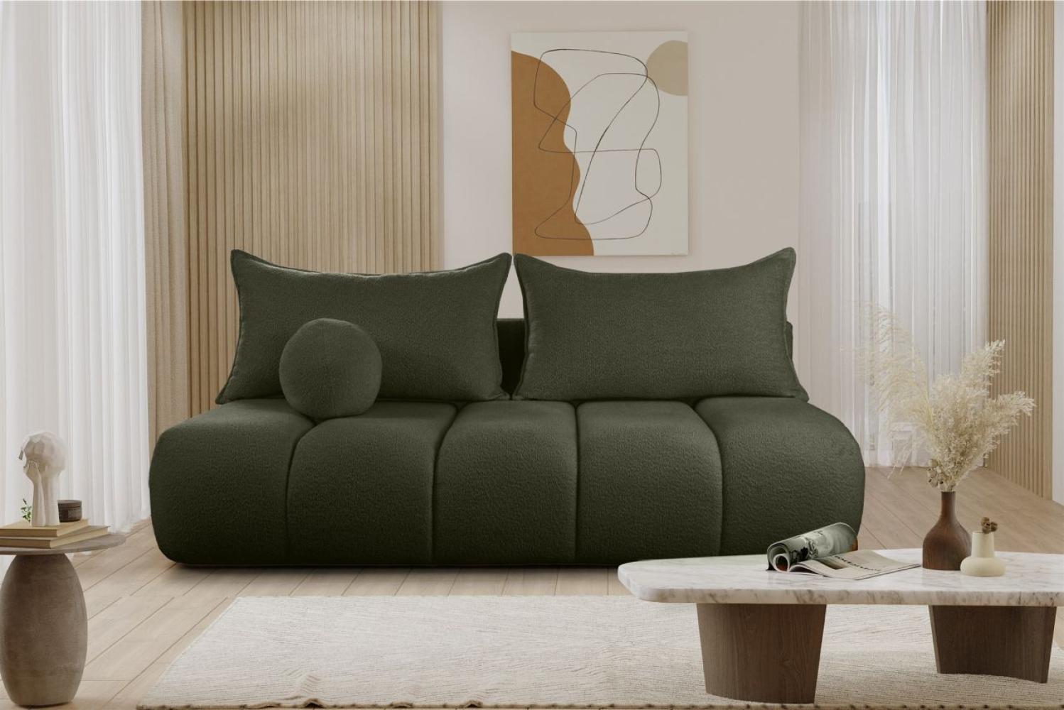 Schlafsofa Designersofa Sofa 3-Sitzer ANZIA in Stoff Ascot Bukla Moosgrün Bild 1