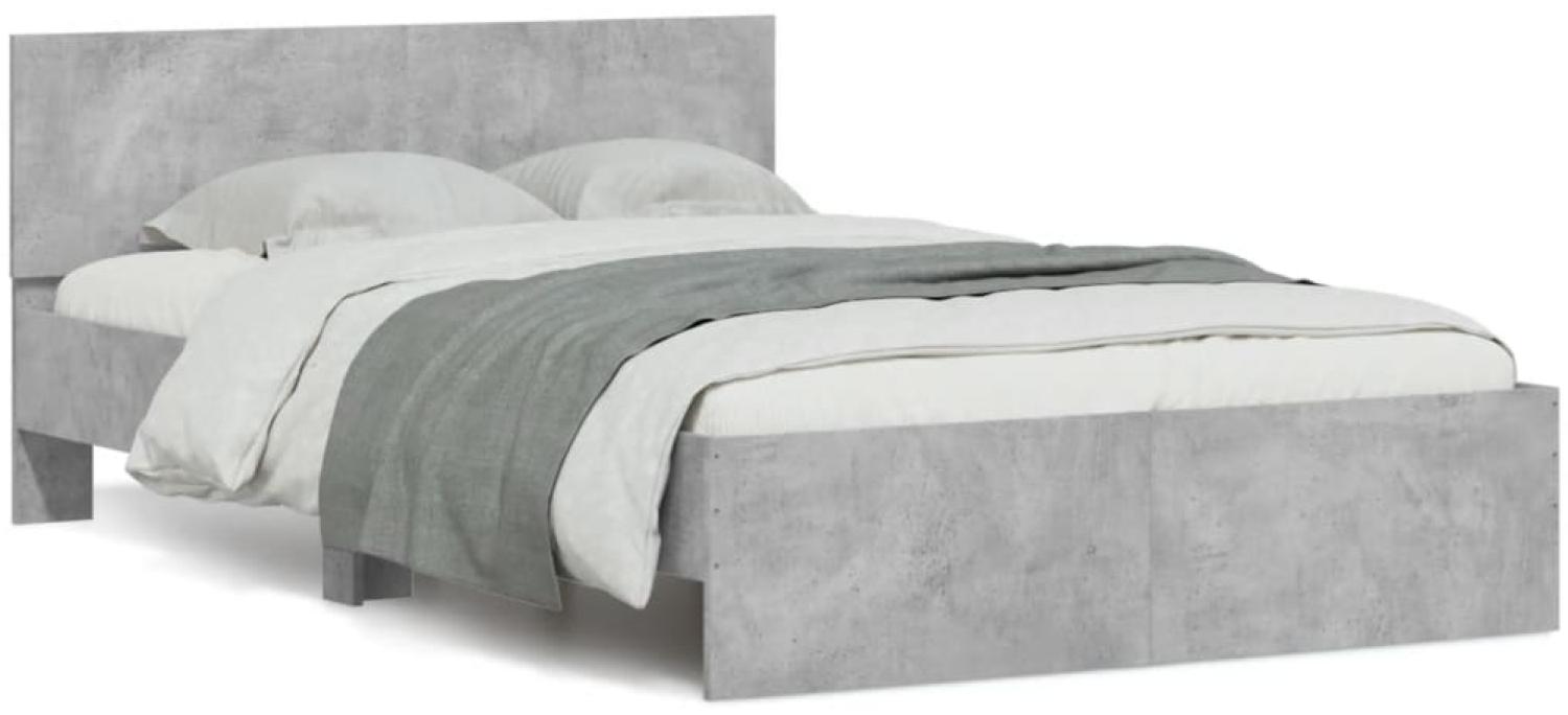 vidaXL Bettgestell mit Kopfteil Betongrau 135x190 cm 3207507 Bild 1