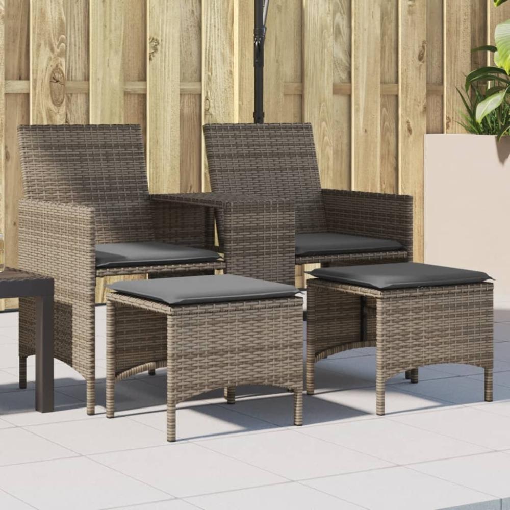 vidaXL Gartensofa 2-Sitzer mit Tisch und Hockern Grau Poly Rattan 4003892 Bild 1